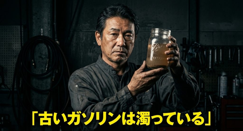古いガソリンは濁っているを示す画像