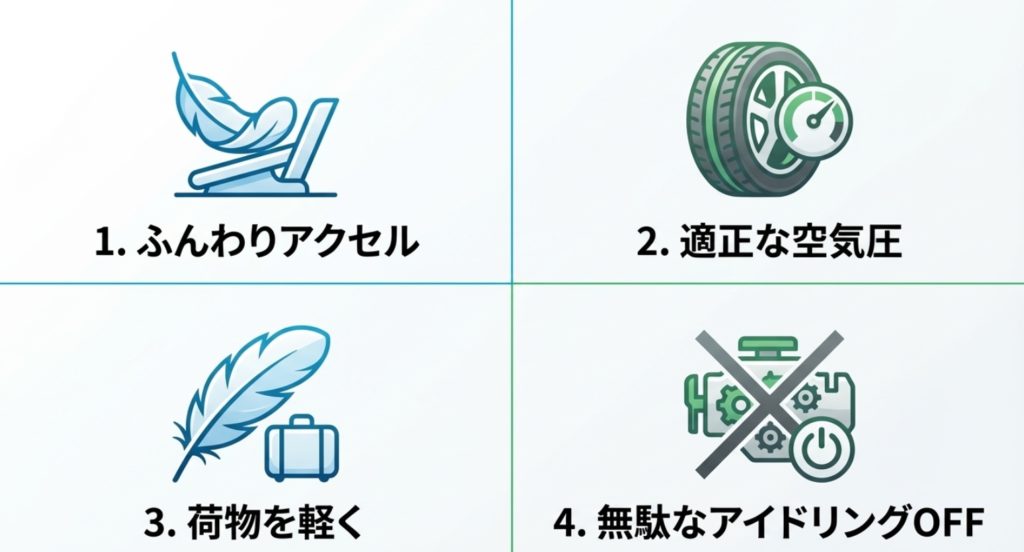 ガソリン代を節約するコツを示す画像